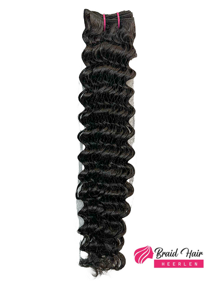 Weave van echt mensenhaar krul zwart (extra volume)