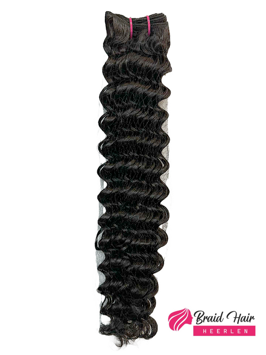 Weave van echt mensenhaar krul zwart (extra volume)
