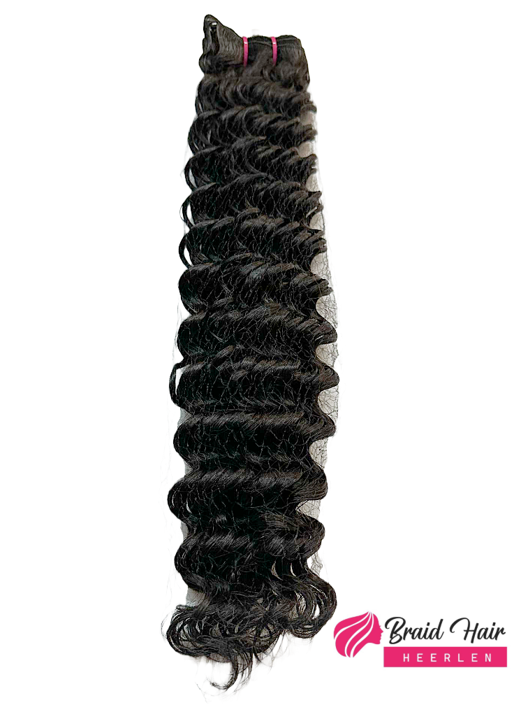 Weave van echt mensenhaar krul zwart (extra volume)