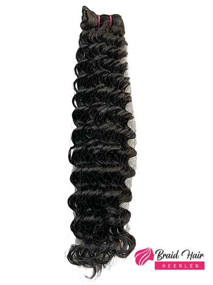 Weave van echt mensenhaar krul zwart (extra volume)