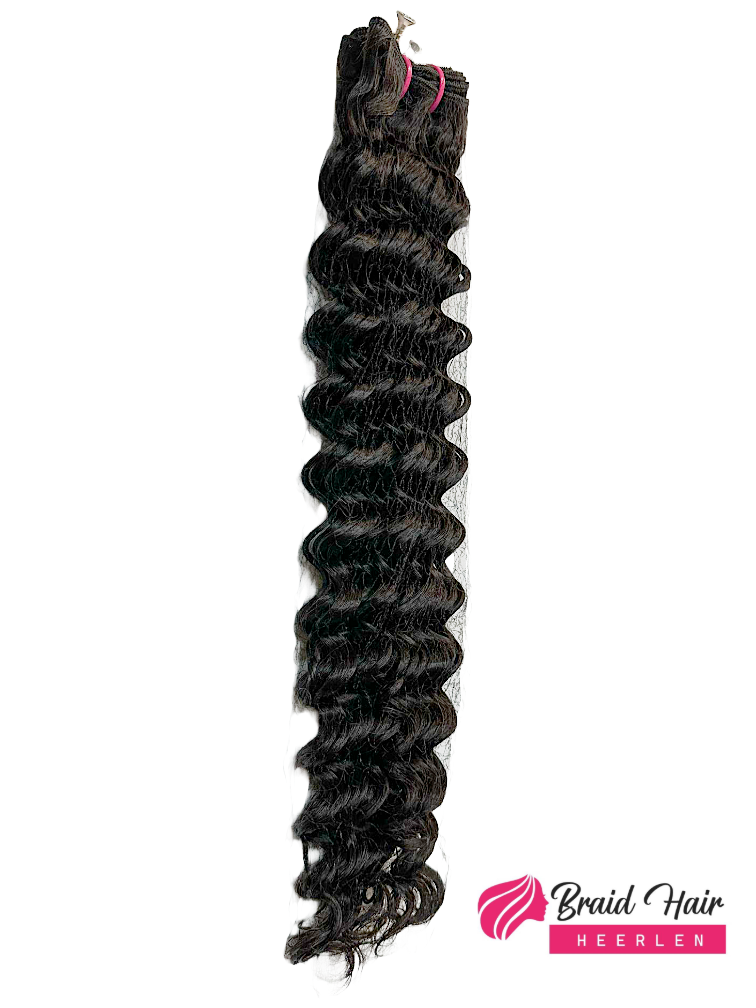 Weave van echt mensenhaar krul zwart (extra volume)