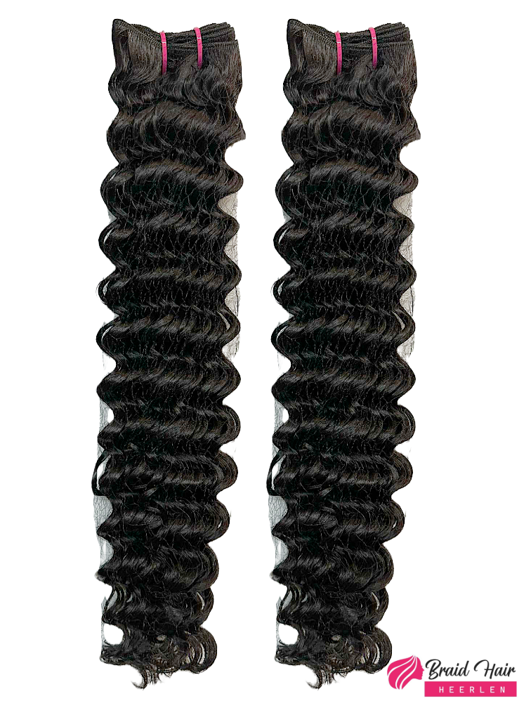 Weave van echt mensenhaar krul zwart (extra volume)