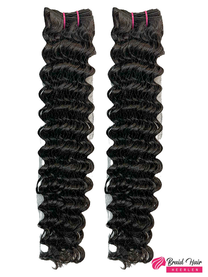 Weave van echt mensenhaar krul zwart (extra volume)